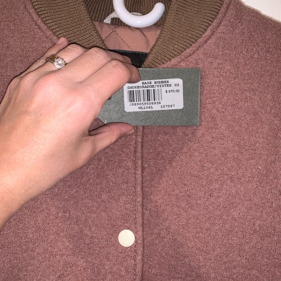 AllSaints Base Bomber Jacket in Smoke Orange/Oyster *BNWT Box Included* - Picture 10 of 14